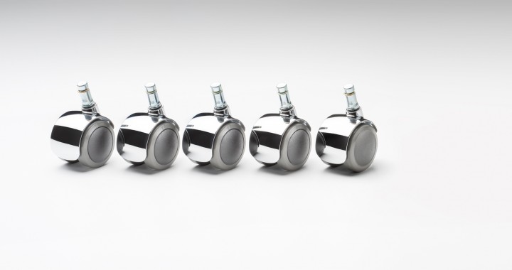 Lot de Roulette pivotante Vitra pour la gamme de produits Eames, surface de roulement souple, 5 pièces