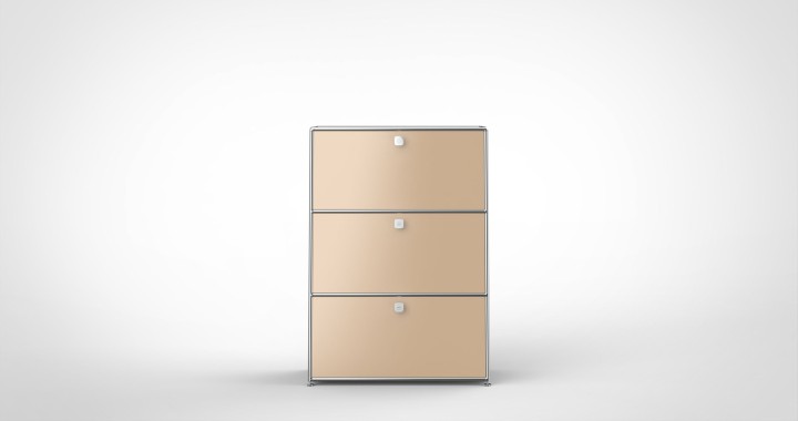 SYSTEM 01 Highboard with Drop-down doors, RAL 1019 Beige